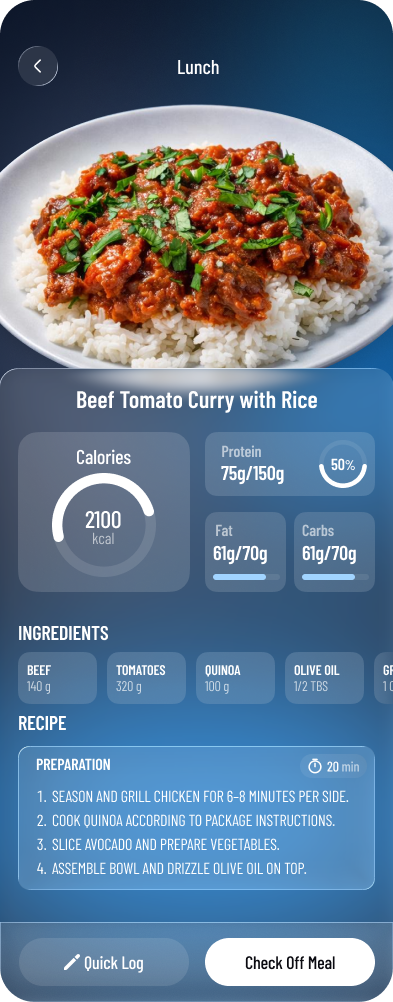 Betterly meal screen